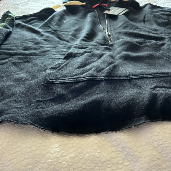 NWT n:philanthropy black half zip hoodie raw hem size M or L - Picture 4 of 4